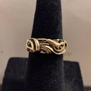 14k  gold vintage brutalist ring